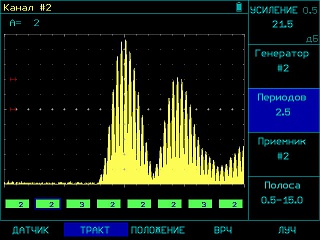 Просмотр сигналов в канале дефектоскопа УСд-60-8К